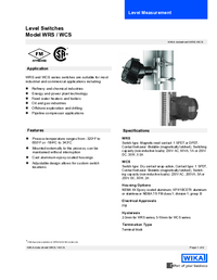 Thumbnail of document Data Sheet - WRS/WCS Level Switches